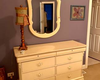 White dresser and mirror