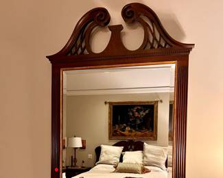 Henkel-Harris Mahogany wall mirror - (bed in the reflection is NFS)