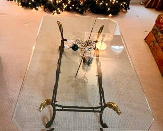 Beautiful Cast iron and beveled glass top coffee table - purchased at the Merchandise Mart 