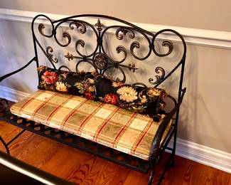 another view - Wrought iron garden bench - folds up for easy storage 