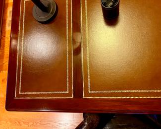 top view - Queen Anne office desk w/leather top