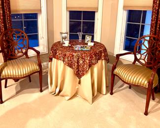 Matching Spider back accent chairs  and beautiful table linen - 