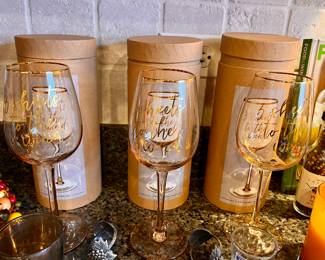 "3 Sheets to the Wind" wine glasses w/case