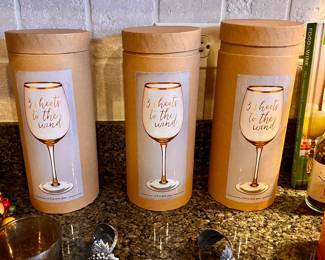"3 Sheets to the Wind" wine glasses w/case