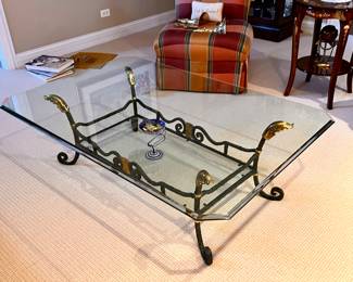 Beautiful Cast iron and beveled glass top coffee table - purchased at the Merchandise Mart 