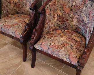 2 Vintage Regency Style Swan Chairs-$600 each