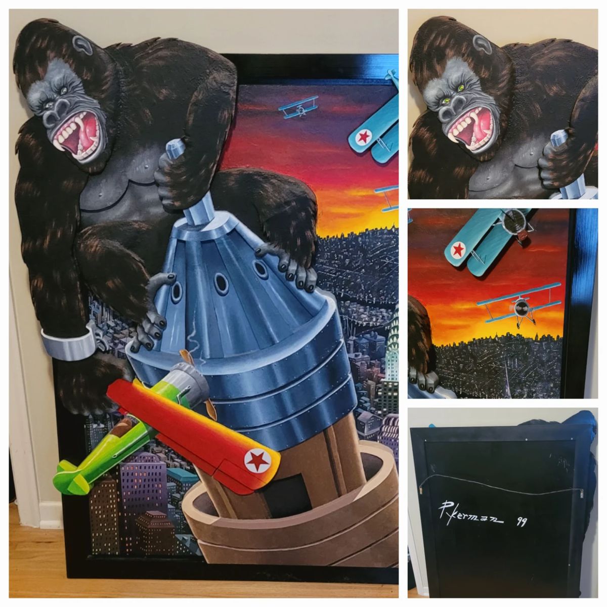 Wonderful King Kong multi layer dimensional painting on wood by well known Canadian artist Jeff Pykerman in 1999. This was a special commissioned piece by a well known national collector.
This information well be shared with the buyer. $7500.00