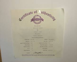 COA on back of Brilliant Bounty