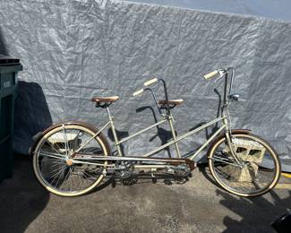 JC Penney Dual Swinger tandem bicycle with zero mileage!!! With original grips, seats, fire stone tires, chain guard, frame… ready to ride.! Tires are pumped up, truly a bicycle built for two!!❤️