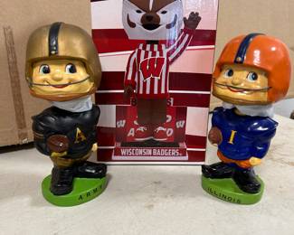 early 1960's Army NODDER and an Illinois NODDER - both look to be in EXCELLENT condition!! Also - check out BUCKY BADGER Jump Around Bobble Head still in original box!!
