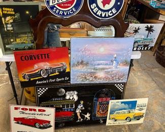 Route 60 wall art, and more tin advertising wall art.