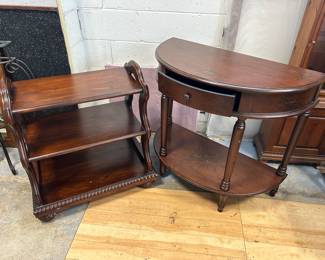 Bernhardt Grand Savana 3 Tier table, crescent shape table w/ drawer.