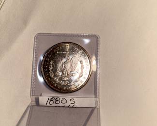 The reverse of the 1880 S Morgan dollar.