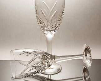 $90 USD     Pair John Rocha Crystal 10"H Waterford Goblet Water Wine Glasses JS45-11701    Description : The collaboration between John Rocha, an Irish resident of Chinese and Portuguese descent, and Waterford Crystal began in 1997, and is a best selling range in the European market. John Rocha is a name that evokes simple elegance and clean, contemporary vision. The John Rocha at Waterford Crystal collection is already iconic - firmly modern yet steeped in Waterford Heritage.

Condition:  These glasses are in excellent condition.  No cracks or chips.

﻿Height: ﻿10 inches