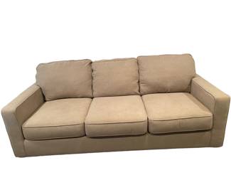 $500 - Ashley Furniture Zeb Sleeper Sofa Queen Hide A Bed  AF215-3                                                                                                   What a fresh awakening in minimalist design. Striking a highly linear pose with track arms and crisp box cushions, this full sofa sleeper is beautiful proof that less is more. Wrapped in a richly neutral microfiber upholstery,  includes an upgraded memory foam mattress to make your overnight guests that much more comfortable.

Dimensions: 83 x 38 x 35"H

Condition:  Very good.

Local pick up Potomac, MD.  Contact us for shipper suggestions.