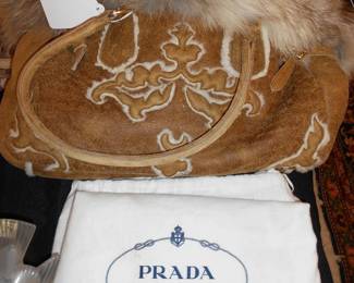 Fox fur lined Italian Prada handbag 