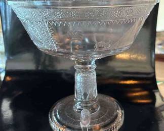 1880s Egyptian Pattern Glass Compote with Sphinx