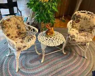 3piece White Metal Bistro Set