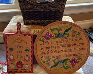 Bon Marche Foot Rest Vintage Norwegian Rosemaling 