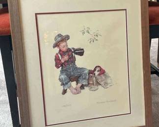 Norman Rockwell Puppy Love A Boy  His Dog Lithograph