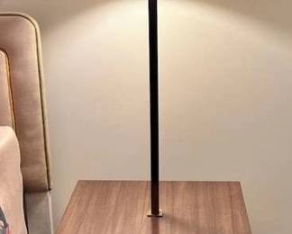 LampTable Combo 1970s Faux Wood Veneer  Shade.