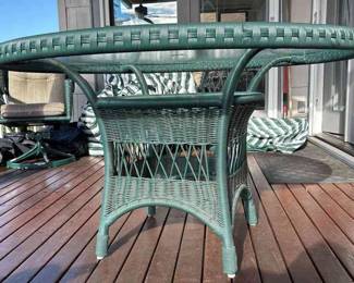 Glass Topped Outdoor Patio Table 