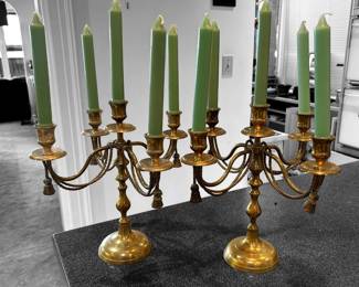 Pair of Traditional Brass Candelabras
