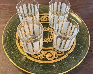 Culver Signed ServeMates Glasses Complementing Tray 