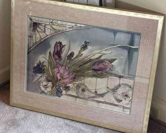 Artist Signed Embellished Silk Painting