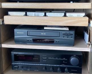 Denon AMFM Stereo Receiver And Tape Deck, Magnavox VHS Player 