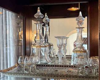 Georges Briard Tray With Embellished Glass Decanters
