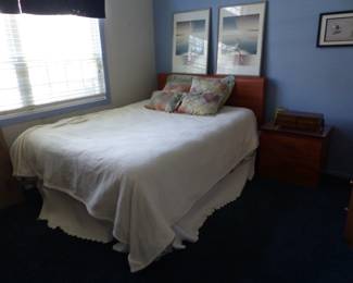 Headboard, mattress & box spring, night table