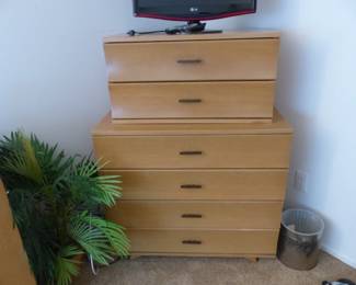 Mid-Century bedroom dresser, tall chest & pair of night tables