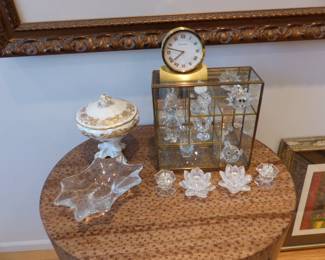 Swarovski figurines, Tiffany clock
