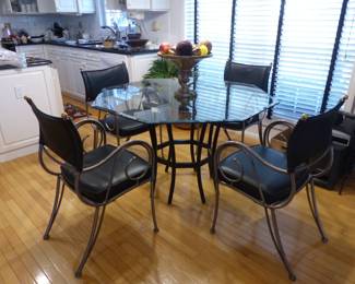 Glass top dining table with 4 chairs