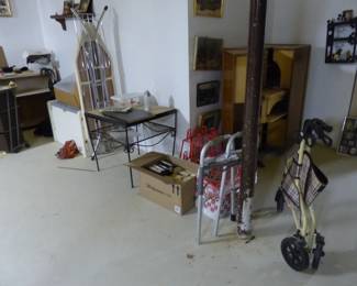 Basement assorted items, walkers