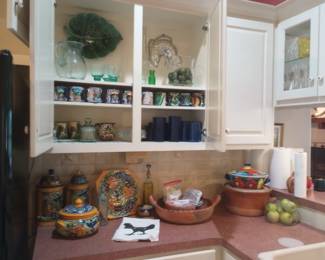 Talavera pottery, Mexican hand blown glass and lots of beautiful kitchen decor.