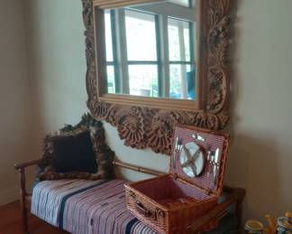 Beautiful ornate carved wooden mirror 