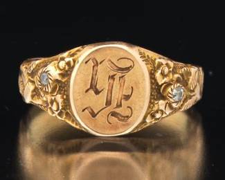 Victorian Diamond Signet Ring 