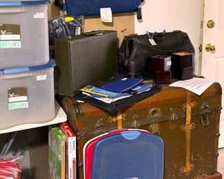 Vintage steamer trunk. Also note the vintage medical bag.