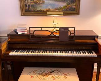 Fayette S. Cable Piano and nice needlepoint bench.
