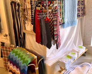 Men's neckties and belts. 