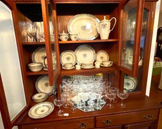Handcrafted Hutch. Lenox Autumn china. Gorham Crystal.