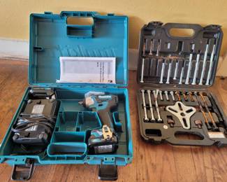 Makita Cordless Impact Wrench And Pittsburgh BoltType Wheel Puller Set