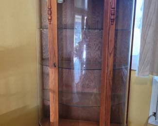 Wood And Glass Curio Cabinet With Key