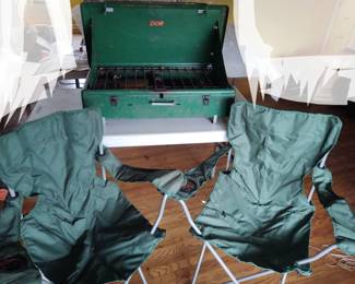 Coleman Portable Grill And Campjng Chairs