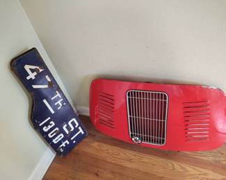 VW Trunk Hatch And Metal Steet Sign