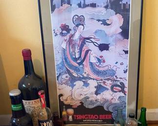 Vintage Barware Bottles Tsingtao Beer Poster