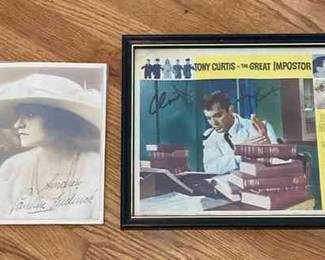 Tony Curtis The Great Imposter Signed Poster And A Signed Pauline Kendrick Picture