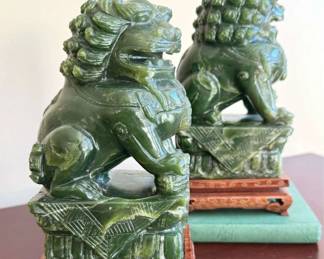 Pair of Jade Chinese Foo Dogs